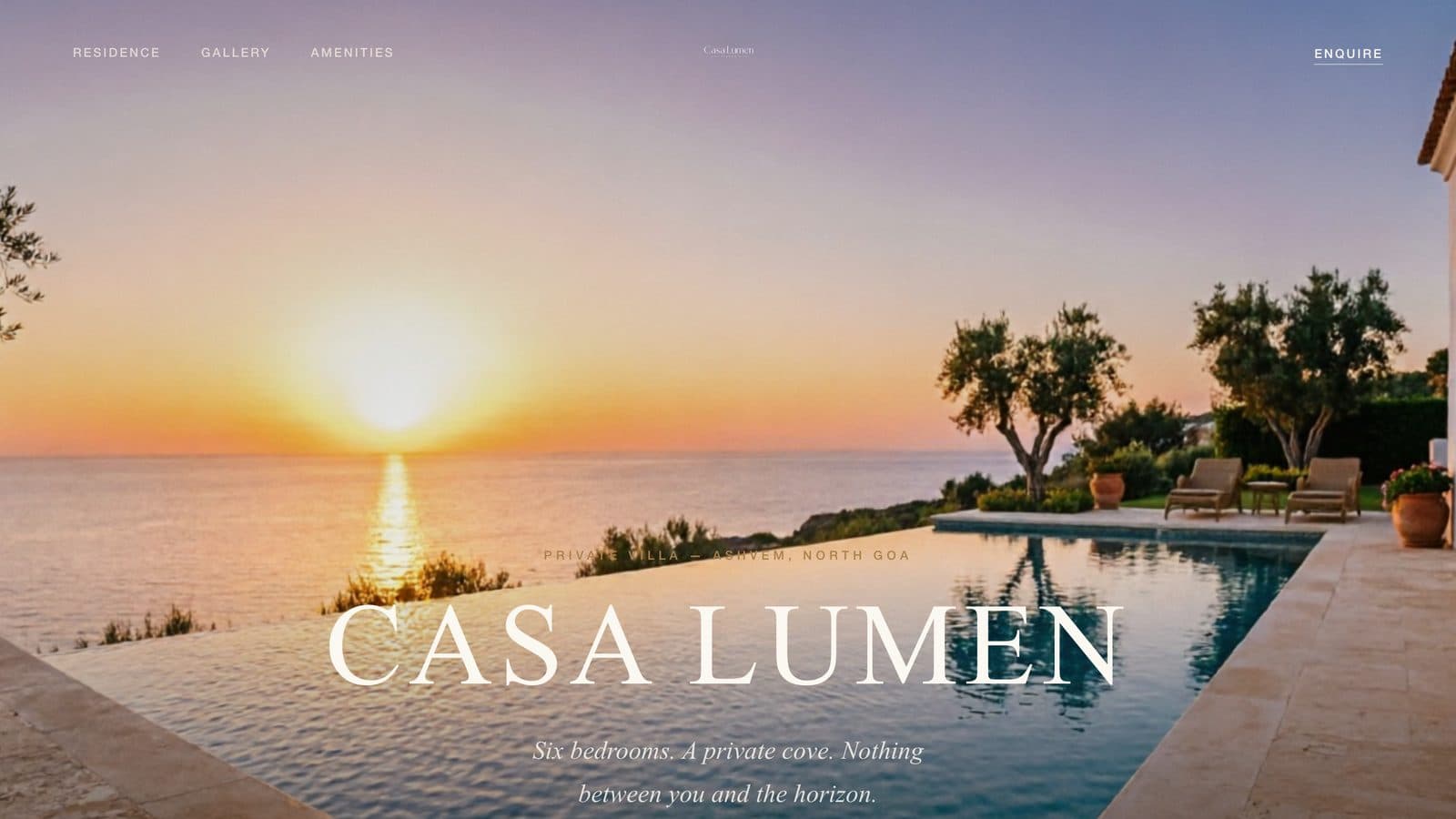 Casa Lumen website hero section