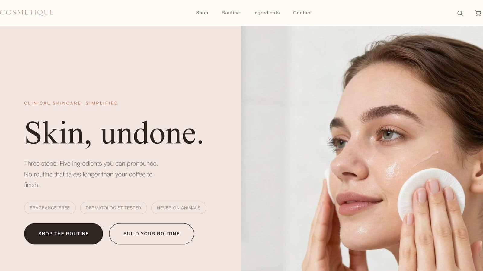 Cosmetique website hero section