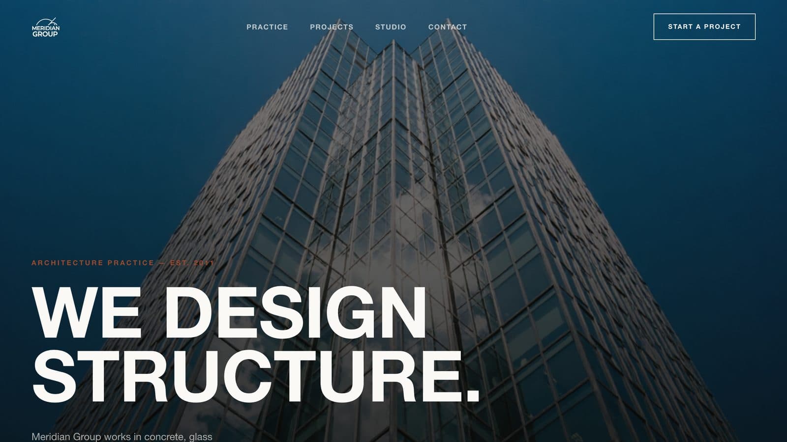 Meridian Group website hero section