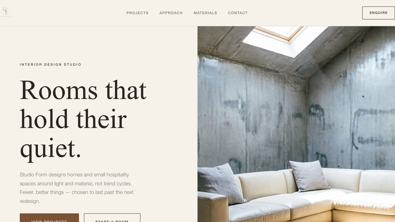 Studio Form website hero section