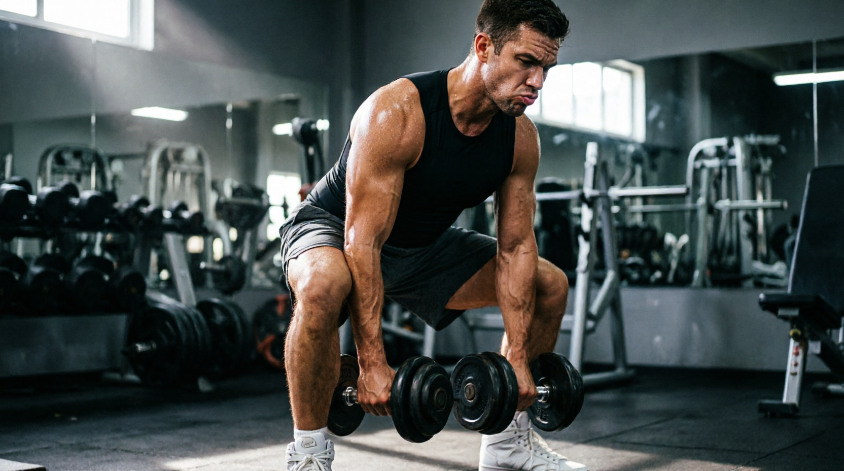 Member training a dumbbell deadlift at Gym & Tonic